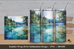 Blue River Tumbler Wrap Sublimation Design 4 Product Image 1