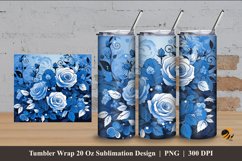 Blue Rose Art Tumbler Wrap Sublimation Design 4 Product Image 1