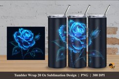 Fantasy Blue Rose Tumbler Wrap Sublimation Design 4 Product Image 1
