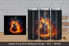 Burning Guitar Tumbler Wrap Sublimation Design 4 Product Image 1