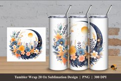 Moon Flower Tumbler Wrap Sublimation Design 4 Product Image 1