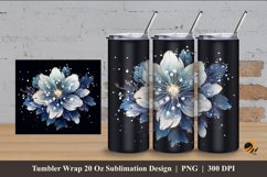Fantasy Snowy Flower Tumbler Wrap Sublimation Design 4 Product Image 1