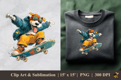 Skater Dog DTF Sublimation Clipart Design 4 Product Image 1