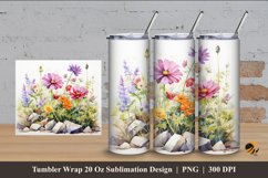 Colorful Plants Tumbler Wrap Sublimation Design 4 Product Image 1