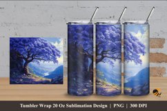 Blue Jacaranda Tree Tumbler Wrap Sublimation Design 4 Product Image 1
