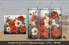 Blossom Illustration Tumbler Wrap Sublimation Design 4 Product Image 1