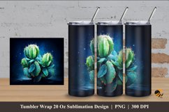 Beauty Cactus Tumbler Wrap Sublimation Design 4 Product Image 1