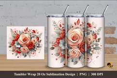 Beauty Floral Bouquet Tumbler Wrap Sublimation Design 4 Product Image 1