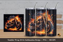 Burning Motorbike Tumbler Wrap Sublimation Design 4 Product Image 1