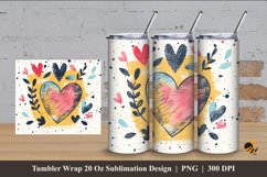 Handdrawn Love Tumbler Wrap Sublimation Design 4 Product Image 1