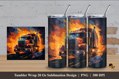 Flame Truck Tumbler Wrap Sublimation Design 4 Product Image 1