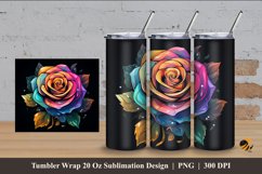 Rose Neon Tumbler Wrap Sublimation Design 4 Product Image 1