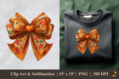 Ribbon Pumpkin Fall DTF Sublimation Clipart Design 4 Product Image 1