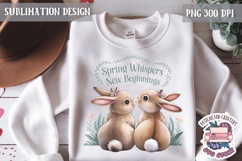 Cute Bunnies Spring Sublimation Design PNG Easter Hoop bunny Product Image 1
