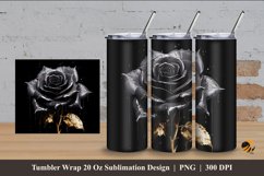 Black Rose Splash Tumbler Wrap Sublimation Design 4 Product Image 1