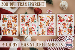 Christmas Gingerbread mans Watercolor Sticker Sheet Winter Product Image 1