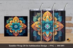 Glow Mandala Tumbler Wrap Sublimation Design 4 Product Image 1