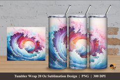 Watercolor Waves Tumbler Wrap Sublimation Design 4 Product Image 1