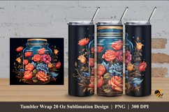 Rose Jar Tumbler Wrap Sublimation Design 4 Product Image 1