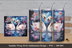 Lovely Swans Tumbler Wrap Sublimation Design 4 Product Image 1