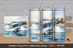 Speedboat Tumbler Wrap Sublimation Design 4 Product Image 1