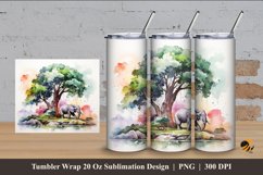 Happy Animals Tumbler Wrap Sublimation Design 4 Product Image 1