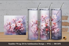 River Flower Tumbler Wrap Sublimation Design 4 Product Image 1