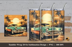 Retro Car And Sunset Tumbler Wrap Sublimation Design 4 Product Image 1