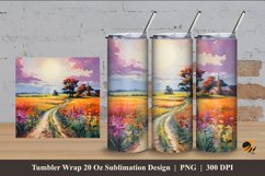 Painting Wheat Field Tumbler Wrap Sublimation Design 4 Product Image 1