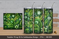Green Fern Tumbler Wrap Sublimation Design 4 Product Image 1