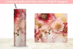 Ink Tumbler With Flowers and Gold Sublimation PNG Product Image 4