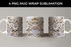 3D white Periwinkle Flowers Mug Sublimation PNG Product Image 4
