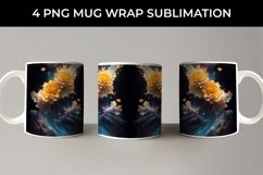 Galaxy Calendula Flowers Mug Sublimation PNG Product Image 4