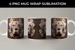 3D white Floral Saint Bernard Dog Mug Sublimation PNG Product Image 4
