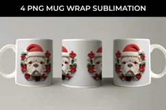 3D Christmas Bulldog Dog Mug Wrap Sublimation PNG Product Image 4
