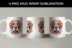 3D Floral Fantasy Saint Bernard Mug Sublimation PNG Product Image 4
