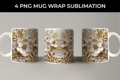 3D white Anemone Flowers Mug Sublimation PNG Product Image 4