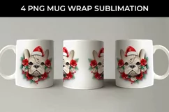 3D Christmas French Bulldog Dog Mug Wrap Sublimation PNG Product Image 5