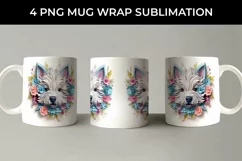 3D Floral Fantasy Westie Mug Sublimation PNG Product Image 4