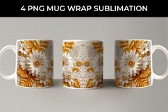 3D white Calendula Flowers Mug Sublimation PNG Product Image 4