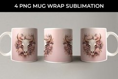 3d Gold Pink Bull Skull Mug Sublimation PNG Product Image 4