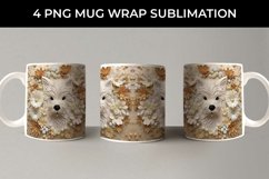3D white Floral Westie Dog Mug Sublimation PNG Product Image 4