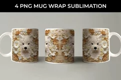 3D white Floral Westie Dog Mug Sublimation PNG Product Image 4