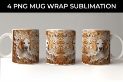 3D white Floral Beagle Dog Mug Sublimation PNG Product Image 4