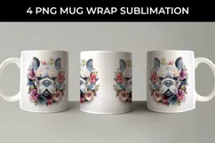 3D Floral Fantasy Bulldog Mug Sublimation PNG Product Image 4