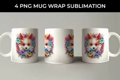 3D Floral Fantasy Pomeranian Mug Sublimation PNG Product Image 4