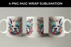 3D Floral Fantasy French Bulldog Mug Sublimation PNG Product Image 4