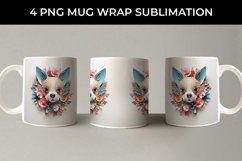 3D Floral Fantasy Chihuahua Mug Sublimation PNG Product Image 4