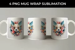 3D Floral Fantasy Chihuahua Mug Sublimation PNG Product Image 4
