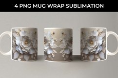 3D white Camellia Flowers Mug Sublimation PNG Product Image 4